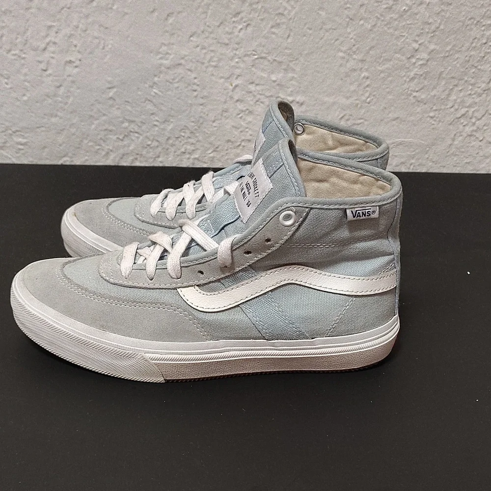 Vans Sneakers Mens Size 6 High Top Light Blue Suede/Canvas Skater Shoes Pop Cush - Picture 4 of 12